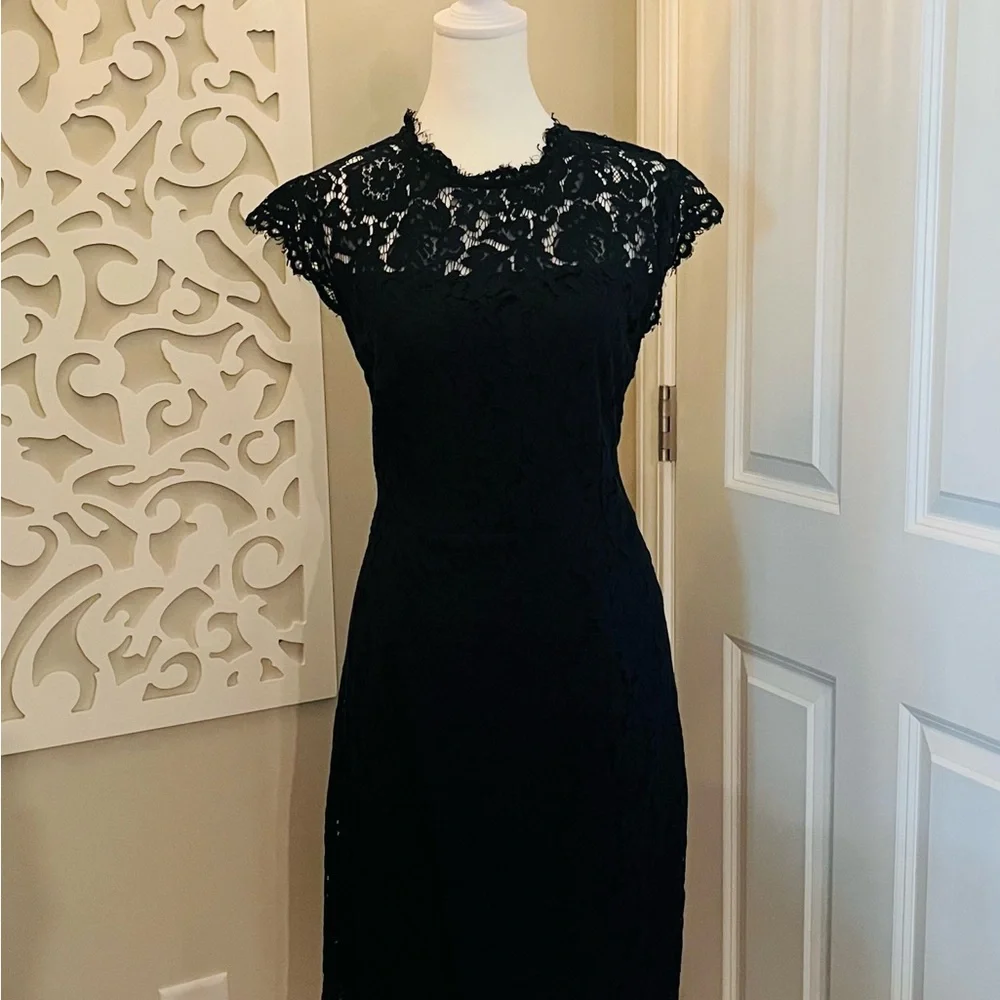 Blue Sheath Midi Dress with Flutter Cap Sleeves - Picture 3 of 6
